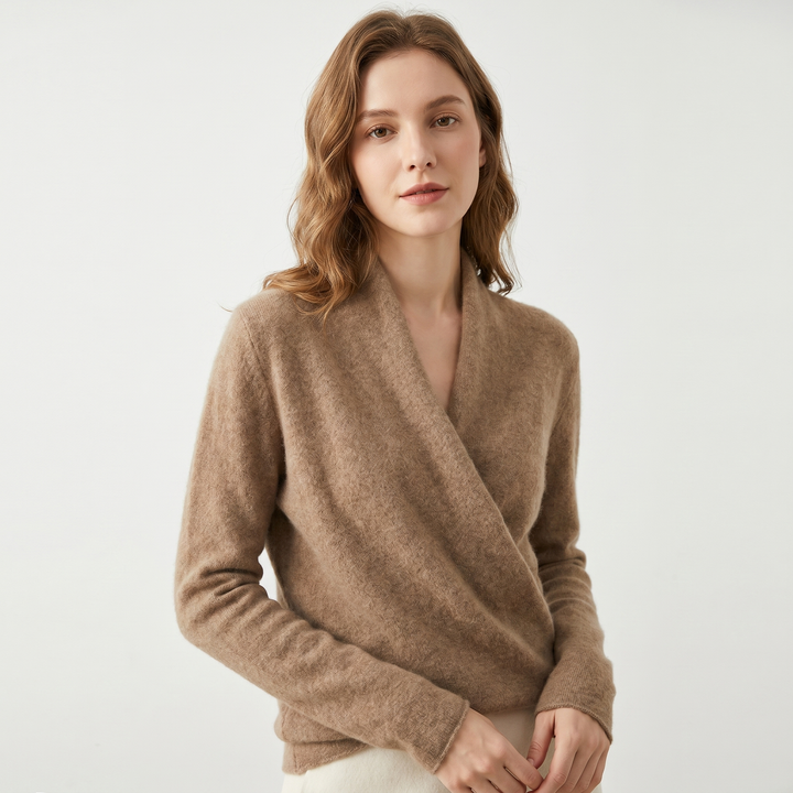 Crossover Jumper Womens – Soft Knit V Neck Wrap Front