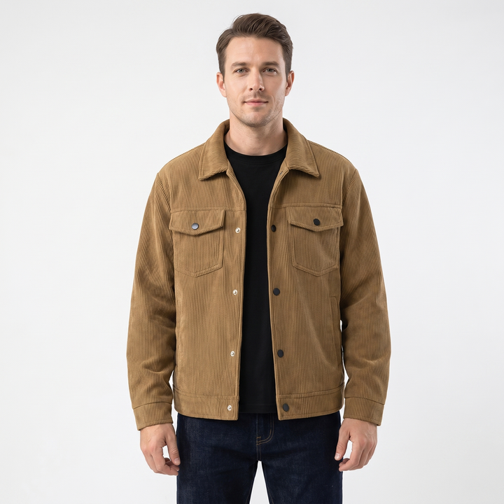 Men's Winter Corduroy Jacket – Wide Wale Trucker Snap Button