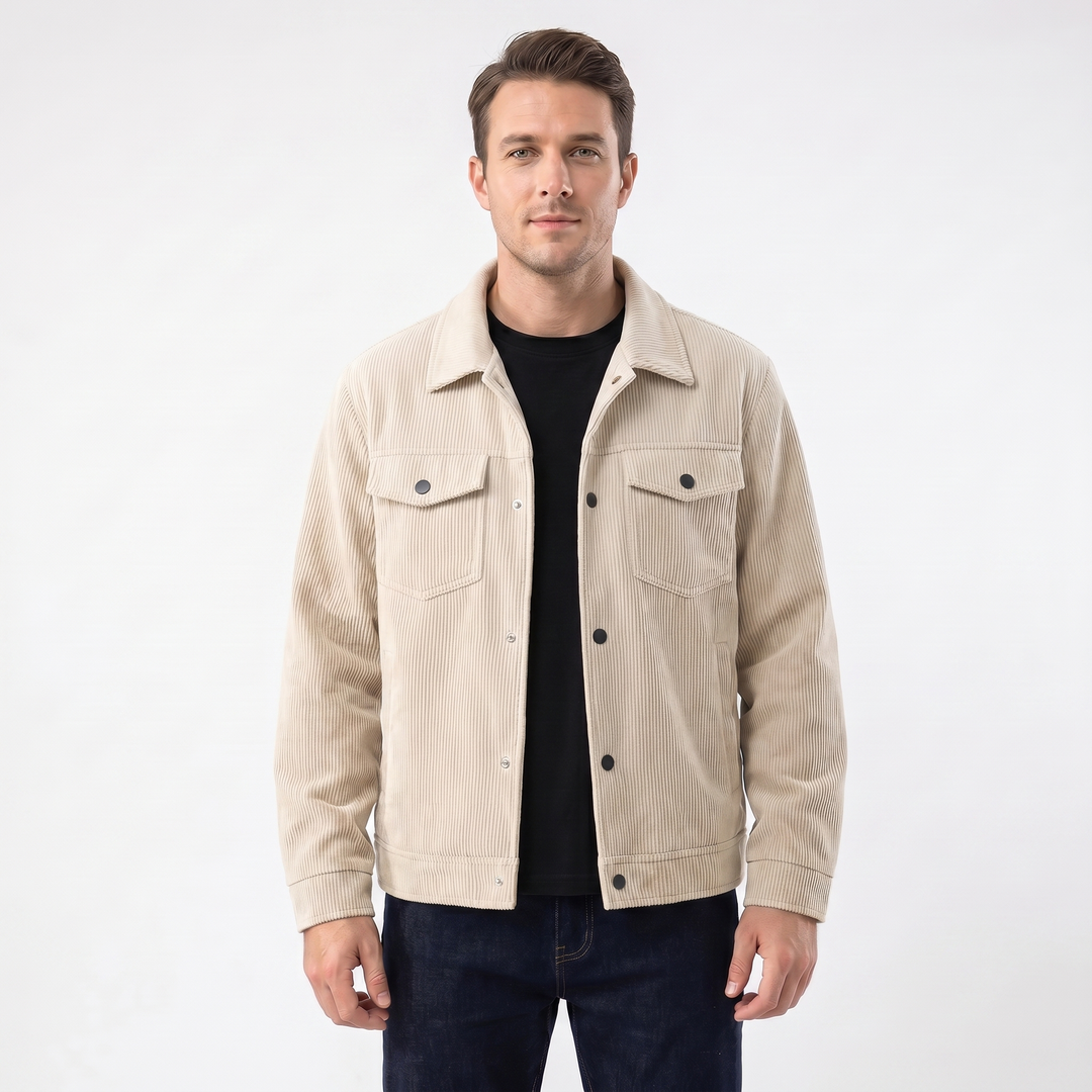 Men's Winter Corduroy Jacket – Wide Wale Trucker Snap Button