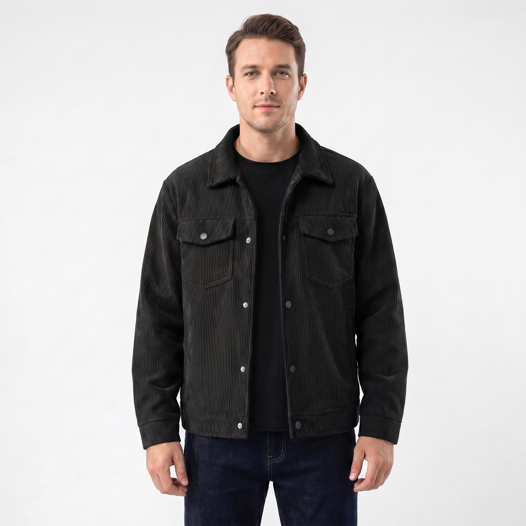 Men's Winter Corduroy Jacket – Wide Wale Trucker Snap Button