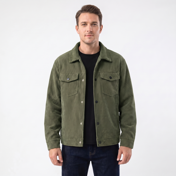 Men's Winter Corduroy Jacket – Wide Wale Trucker Snap Button