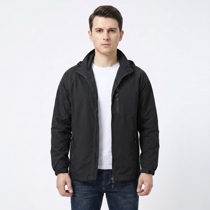 Men's Hooded Jacket – Lightweight Outdoor Shell Zip-Up Multi-Pocket
