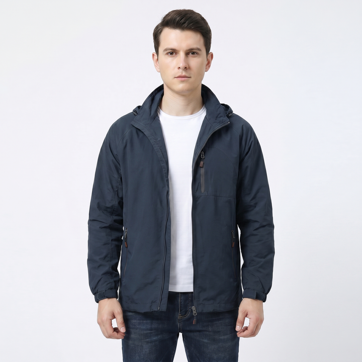 Men's Hooded Jacket – Lightweight Outdoor Shell Zip-Up Multi-Pocket