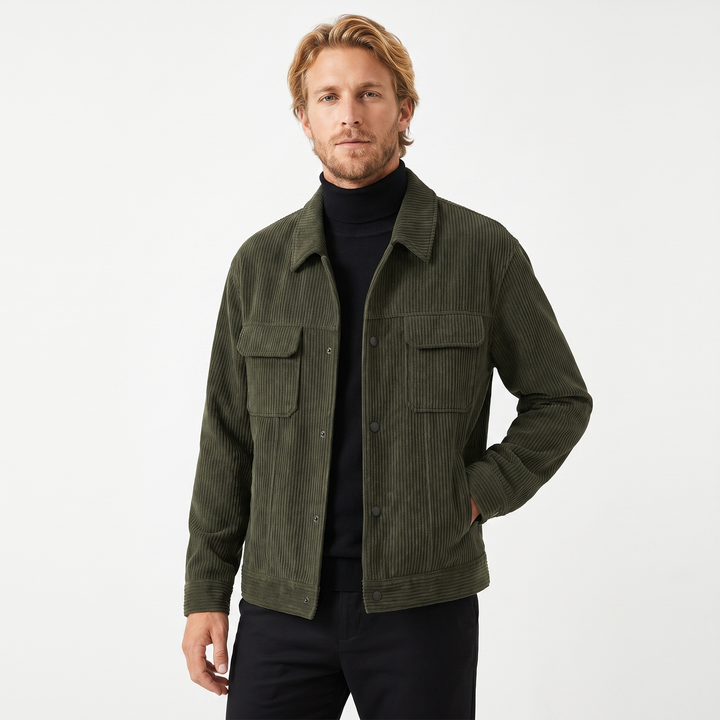 Men's Shacket – Wide Wale Corduroy Snap Button Chest Pockets