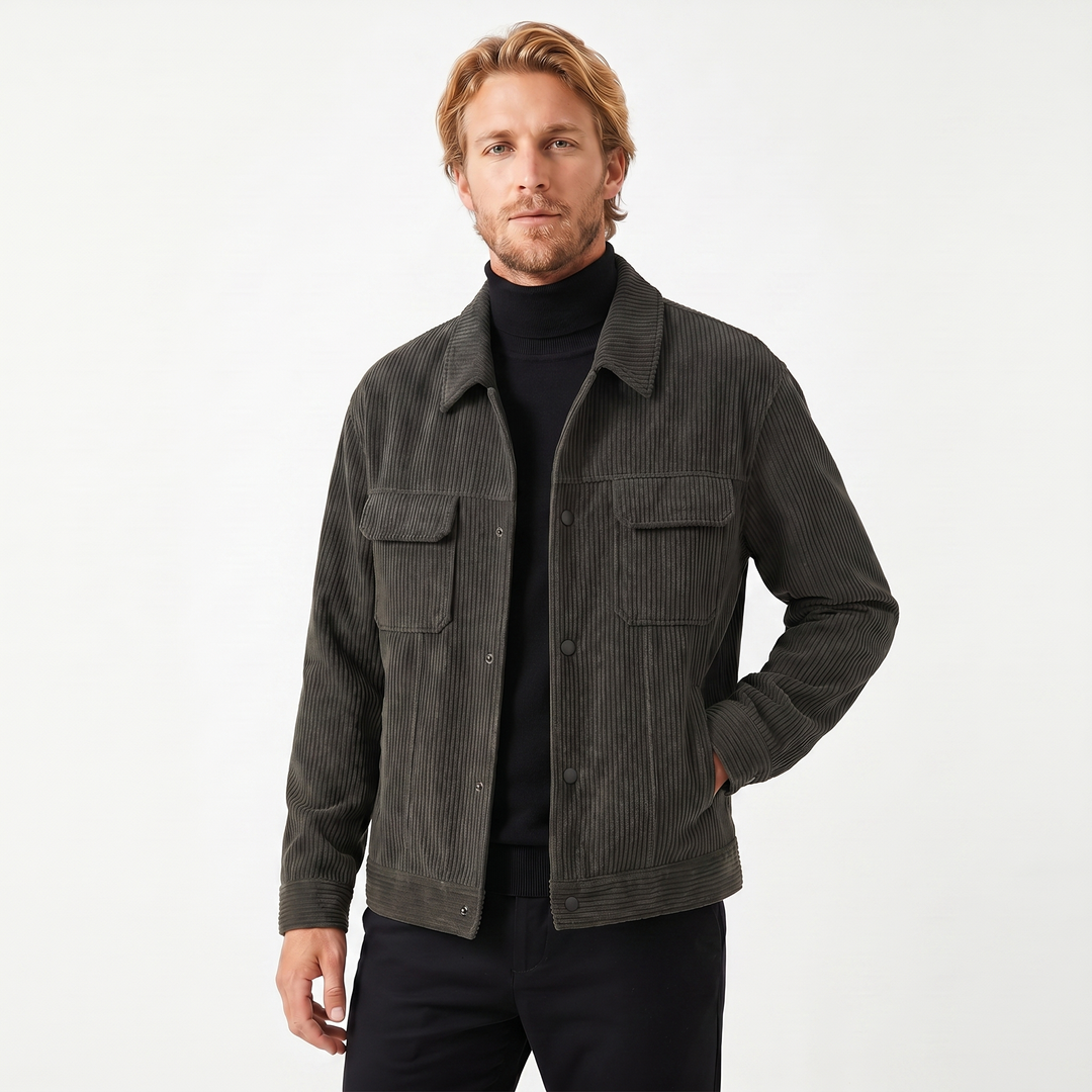 Men's Shacket – Wide Wale Corduroy Snap Button Chest Pockets