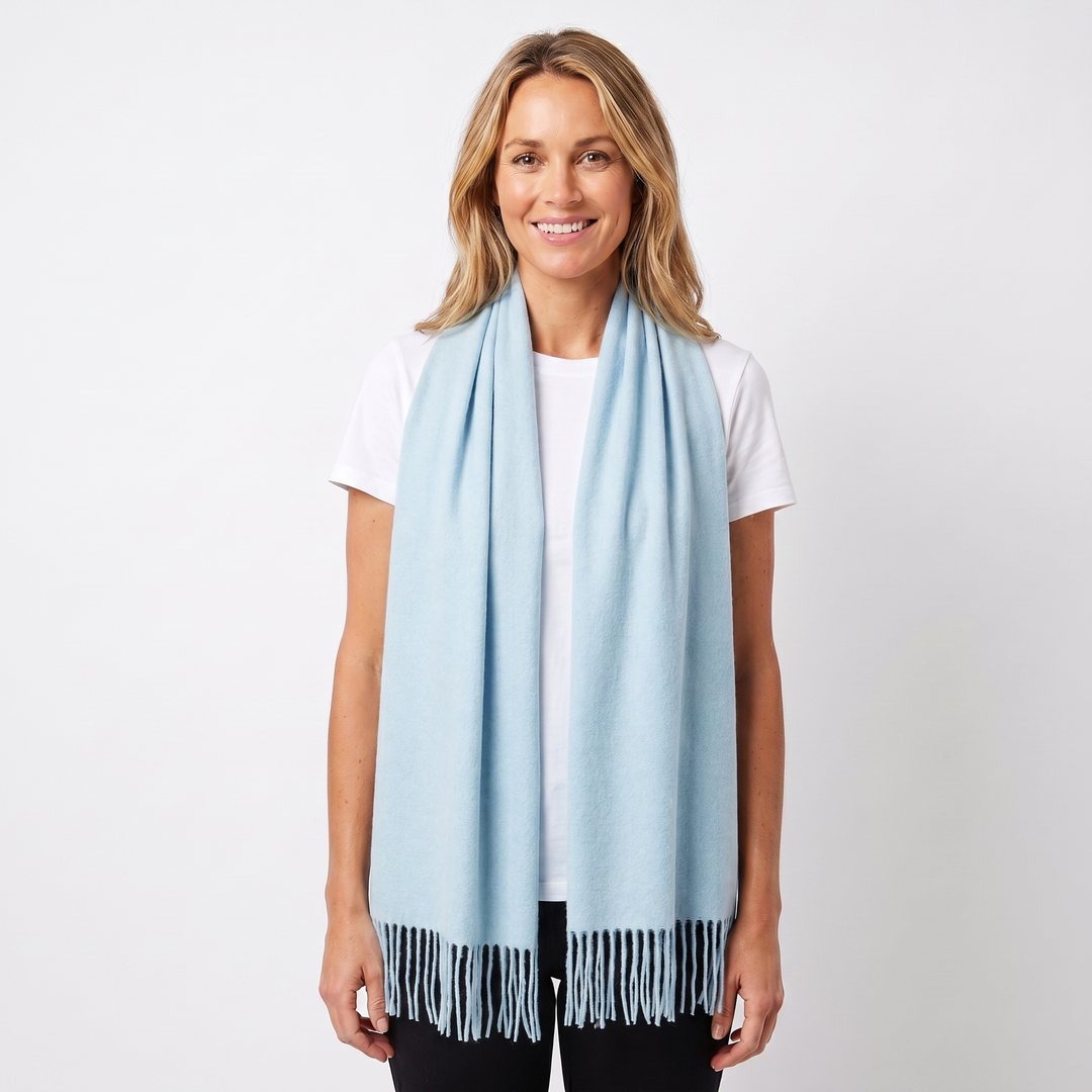 Women's Cashmere-Style Scarf – Oversized Plain Woven Fringe Wrap