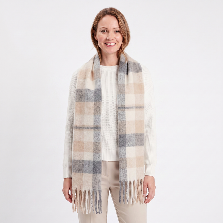 Women's Fluffy Scarf – Oversized Brushed Plain Fringe Wrap