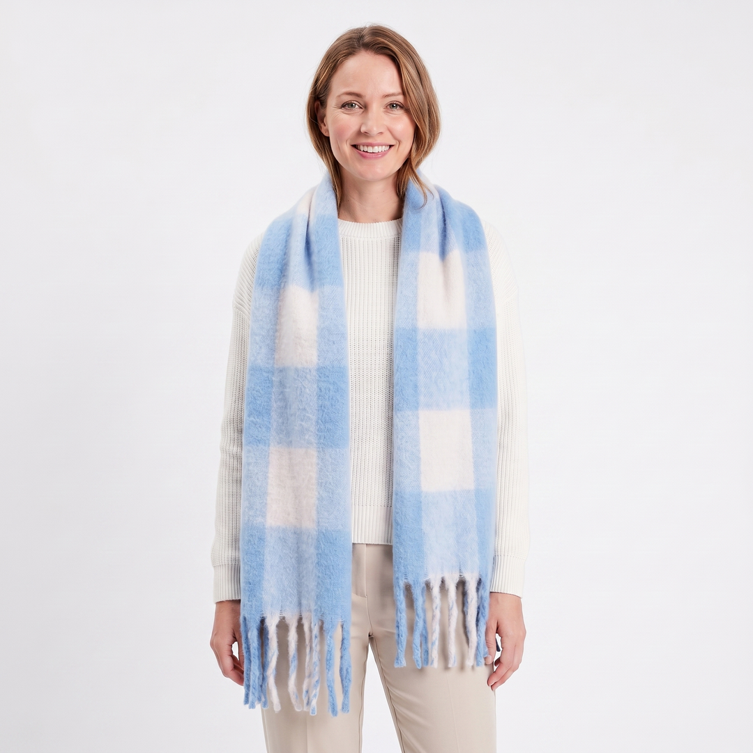 Women's Fluffy Scarf – Oversized Brushed Plain Fringe Wrap