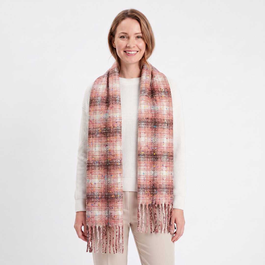 Women's Fluffy Scarf – Oversized Brushed Plain Fringe Wrap