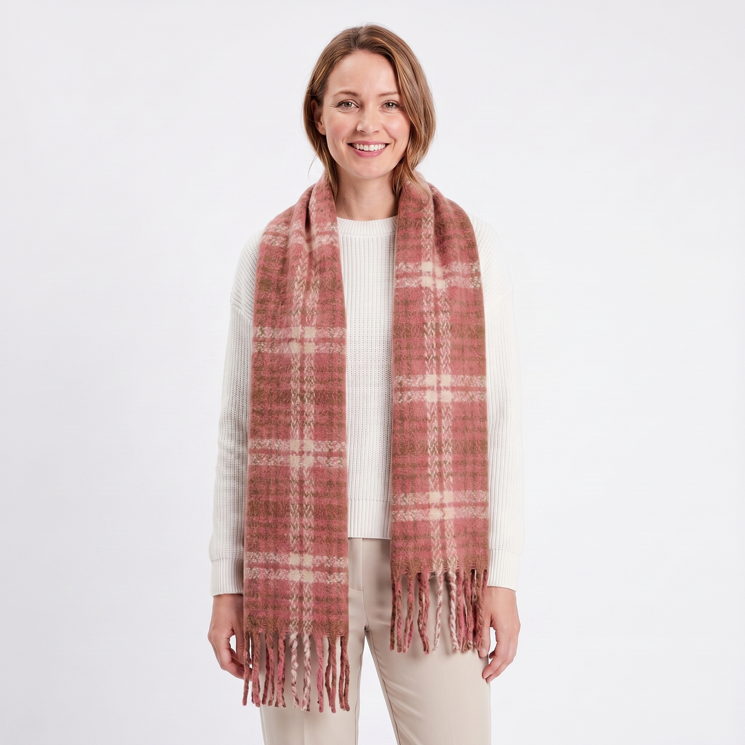 Women's Fluffy Scarf – Oversized Brushed Plain Fringe Wrap