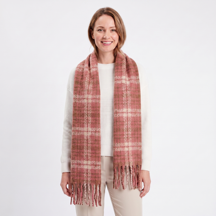 Women's Fluffy Scarf – Oversized Brushed Plain Fringe Wrap