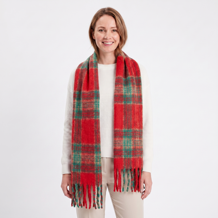 Women's Fluffy Scarf – Oversized Brushed Plain Fringe Wrap