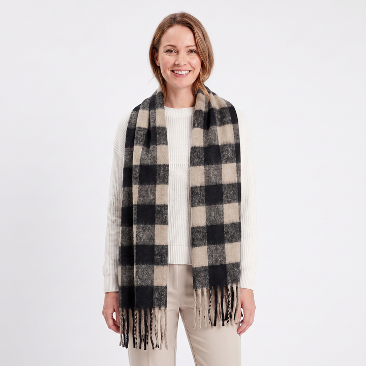 Women's Fluffy Scarf – Oversized Brushed Plain Fringe Wrap