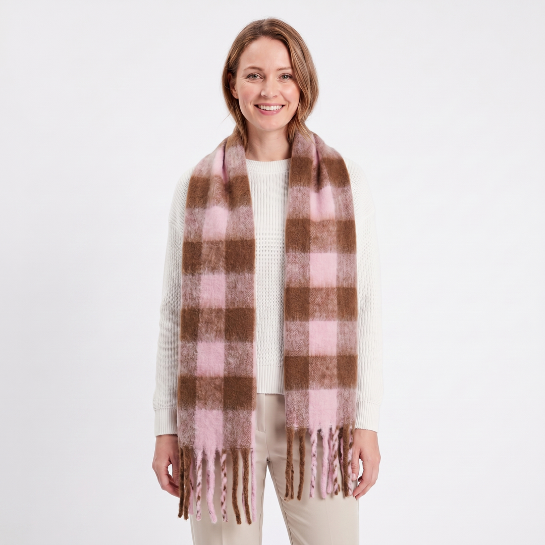 Women's Fluffy Scarf – Oversized Brushed Plain Fringe Wrap