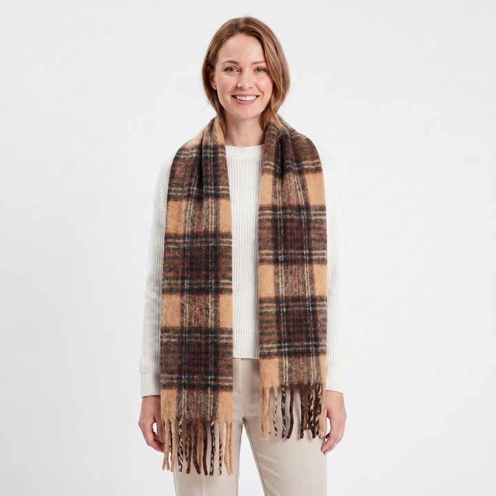 Women's Fluffy Scarf – Oversized Brushed Plain Fringe Wrap