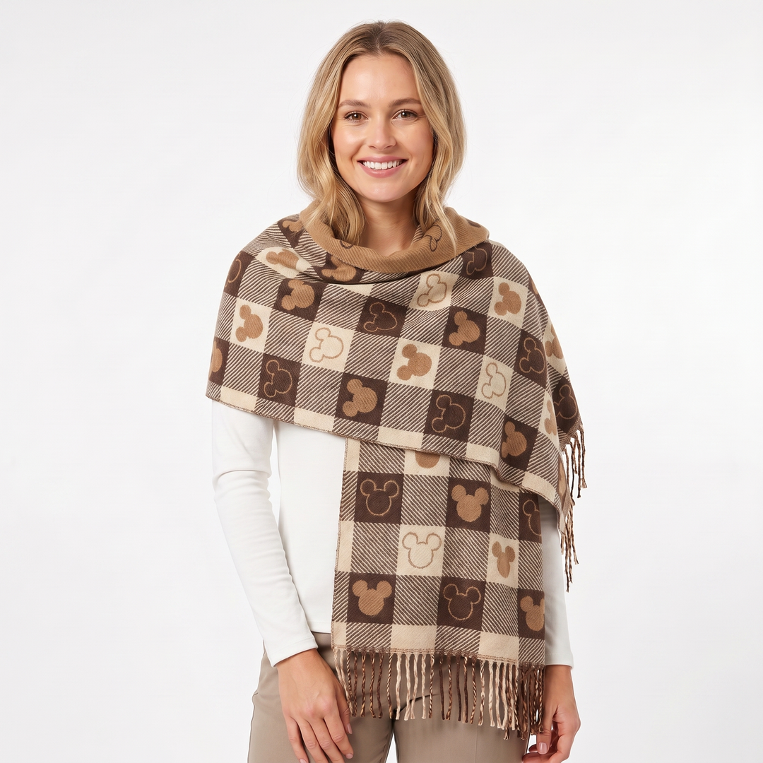 Women's Shawl Scarf – Heart Check Woven Fringe Blanket Wrap