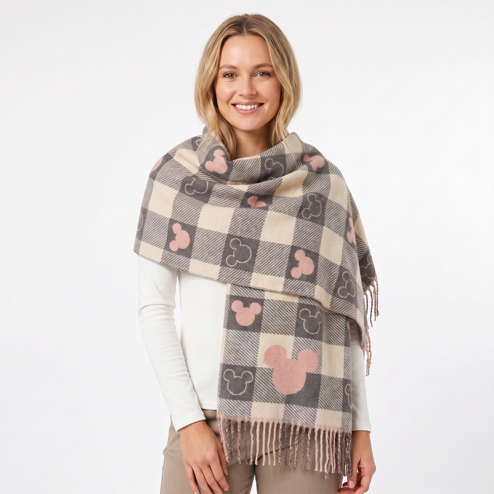 Women's Shawl Scarf – Heart Check Woven Fringe Blanket Wrap