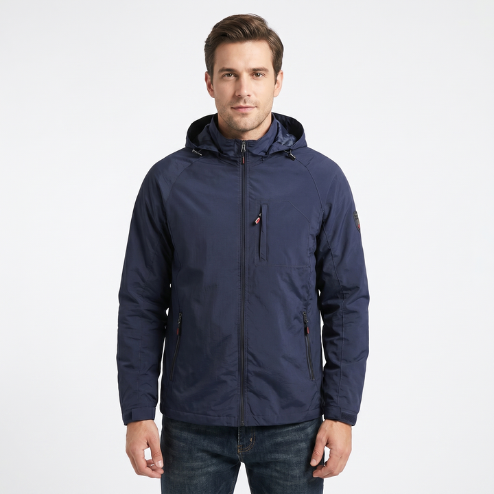 Men's Hooded Jacket – Lightweight Shell Zip-Up Raglan