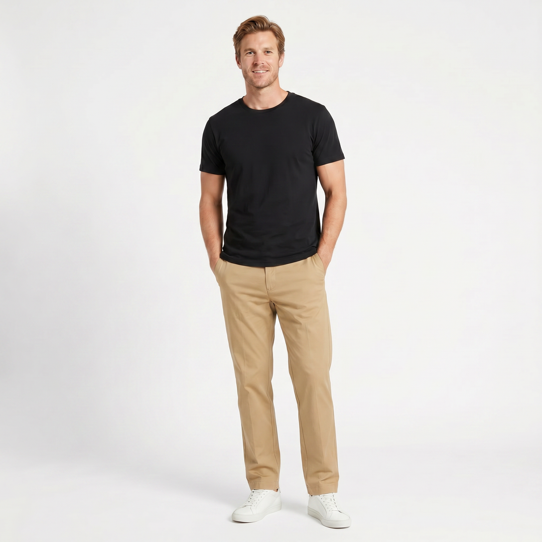 Men's Straight Leg Chino – Flat Front Elasticated Waist