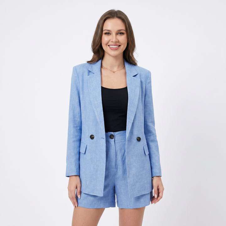 Matching Sets Women - Linen Blazer and Shorts Two Piece