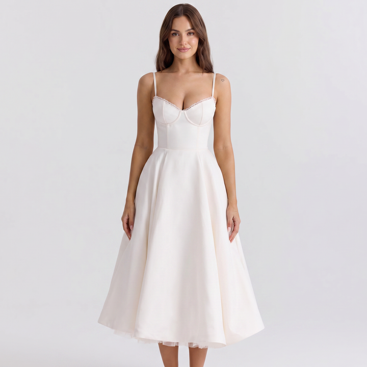 Women's Bustier Midi Dress Spaghetti Strap Full A Line Skirt Formal