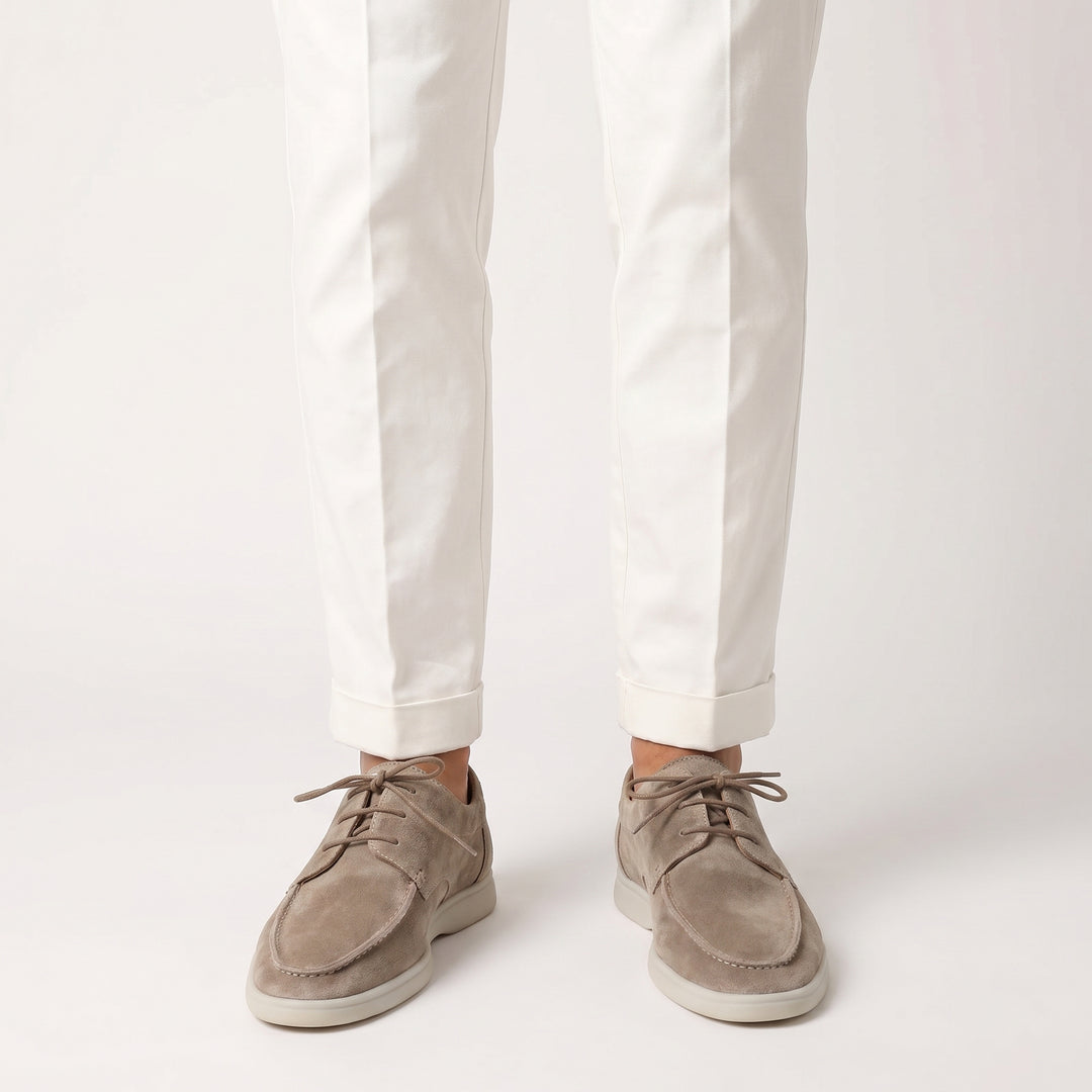 Men's Suede-Look Lace-Up Shoes – Moc Toe Lightweight Sole