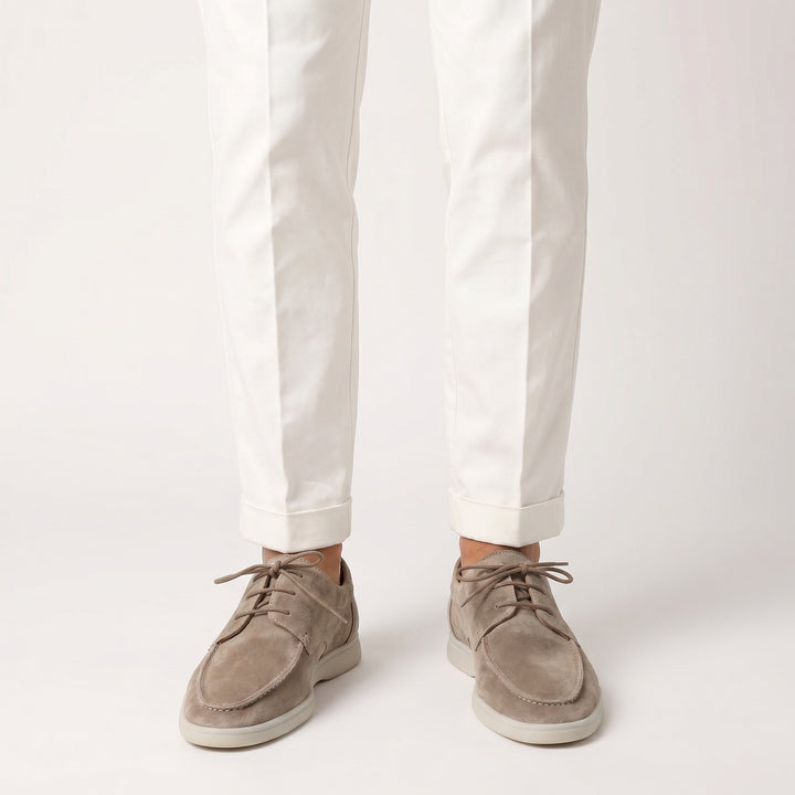 Men's Suede-Look Lace-Up Shoes – Moc Toe Lightweight Sole