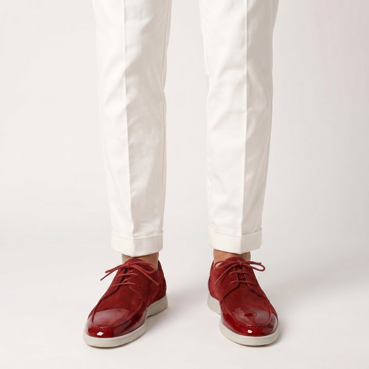 Men's Suede-Look Lace-Up Shoes – Moc Toe Lightweight Sole
