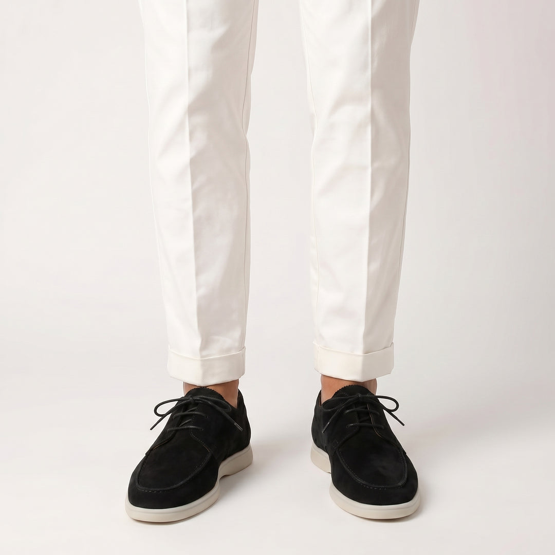 Men's Suede-Look Lace-Up Shoes – Moc Toe Lightweight Sole