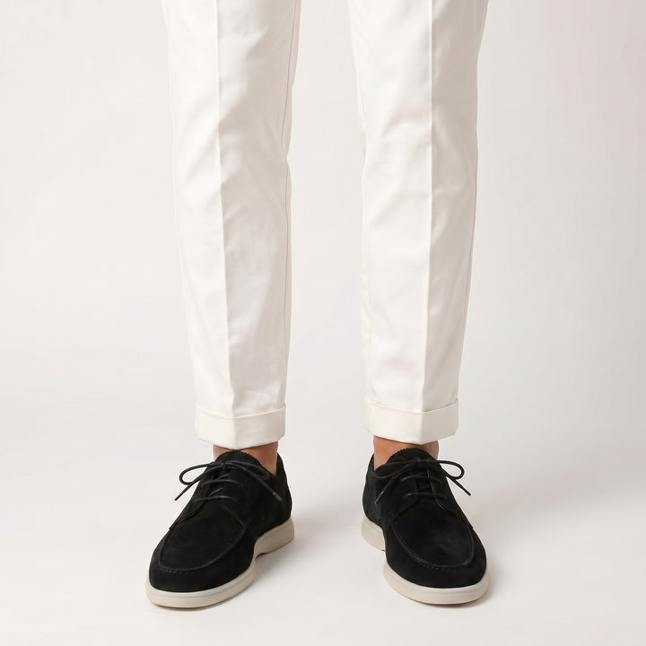 Men's Suede-Look Lace-Up Shoes – Moc Toe Lightweight Sole