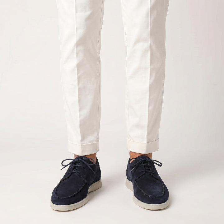 Men's Suede-Look Lace-Up Shoes – Moc Toe Lightweight Sole