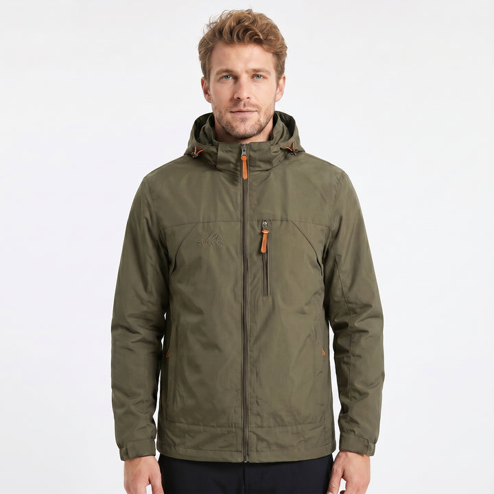 Men's Rain Jacket – Hooded Padded Outdoor Shell