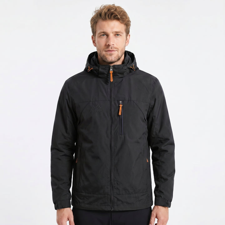 Men's Rain Jacket – Hooded Padded Outdoor Shell