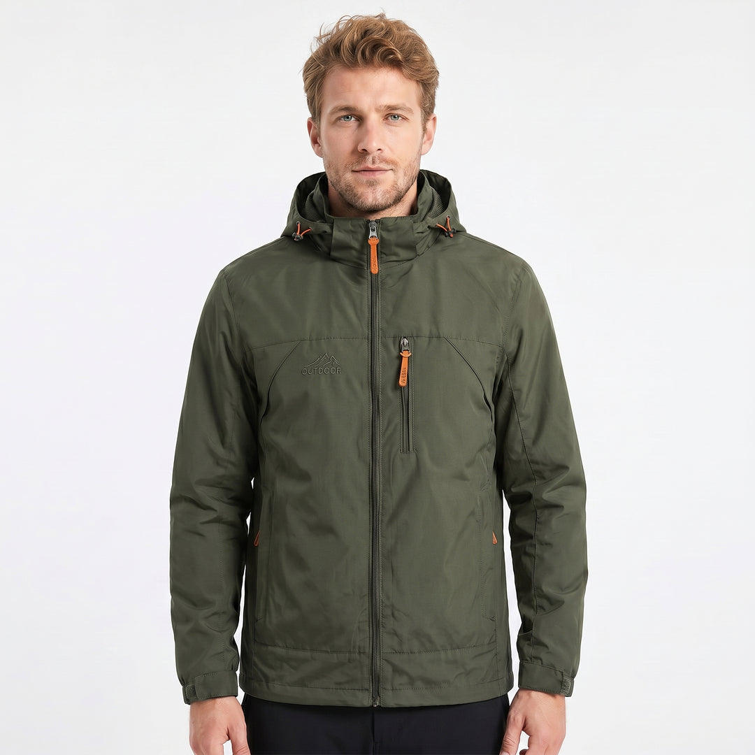 Men's Rain Jacket – Hooded Padded Outdoor Shell