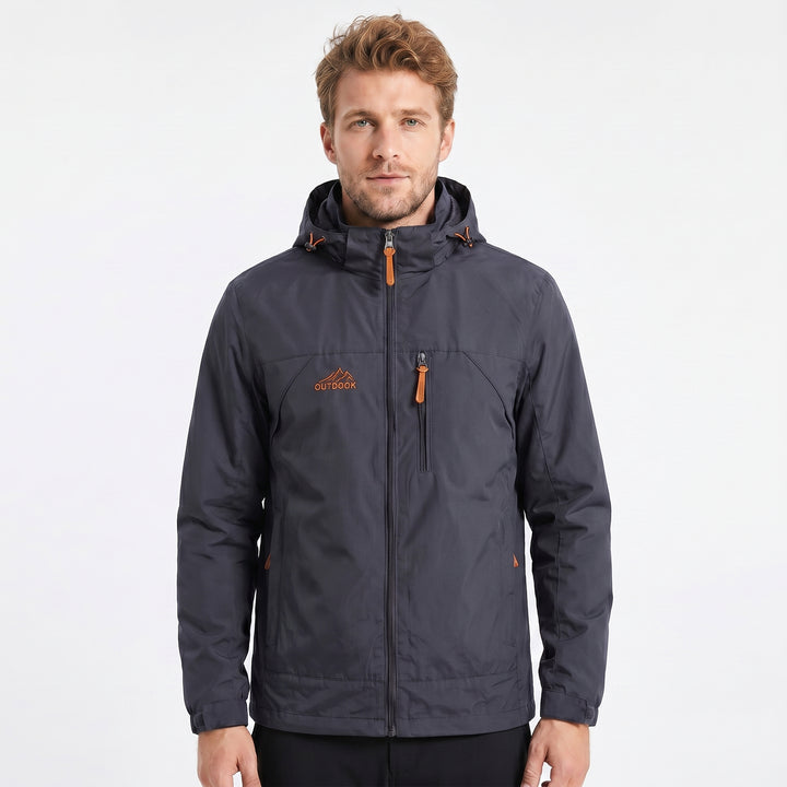 Men's Rain Jacket – Hooded Padded Outdoor Shell