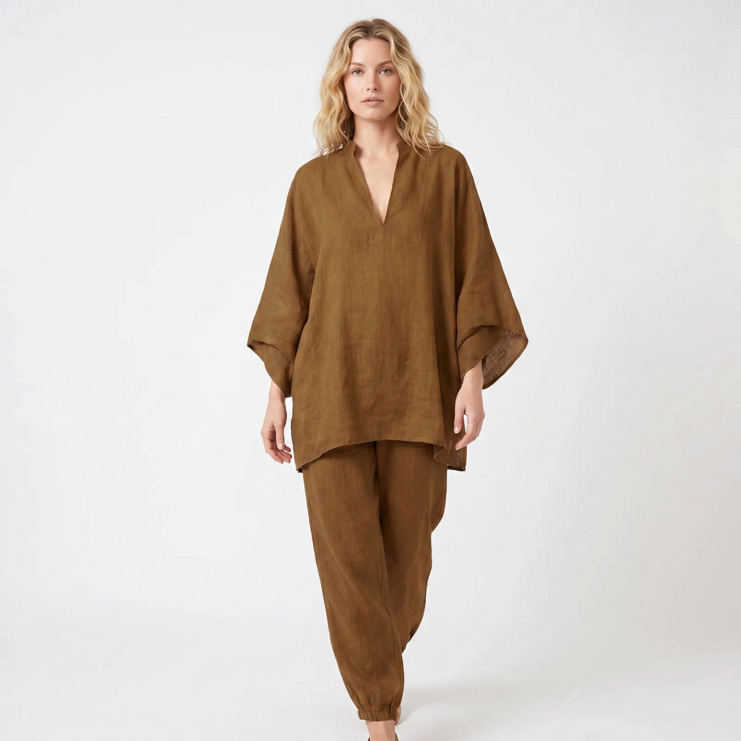 Linen Sets Women - Oversized Batwing Top and Jogger Pants