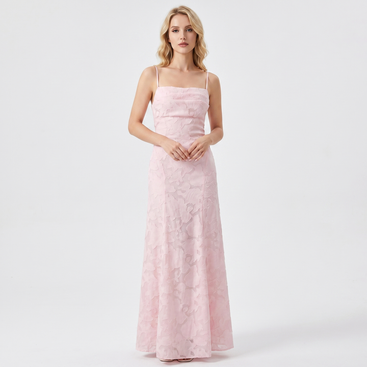 Women's Lace Maxi Dress Spaghetti Strap Cowl Neck A-Line Formal Evening