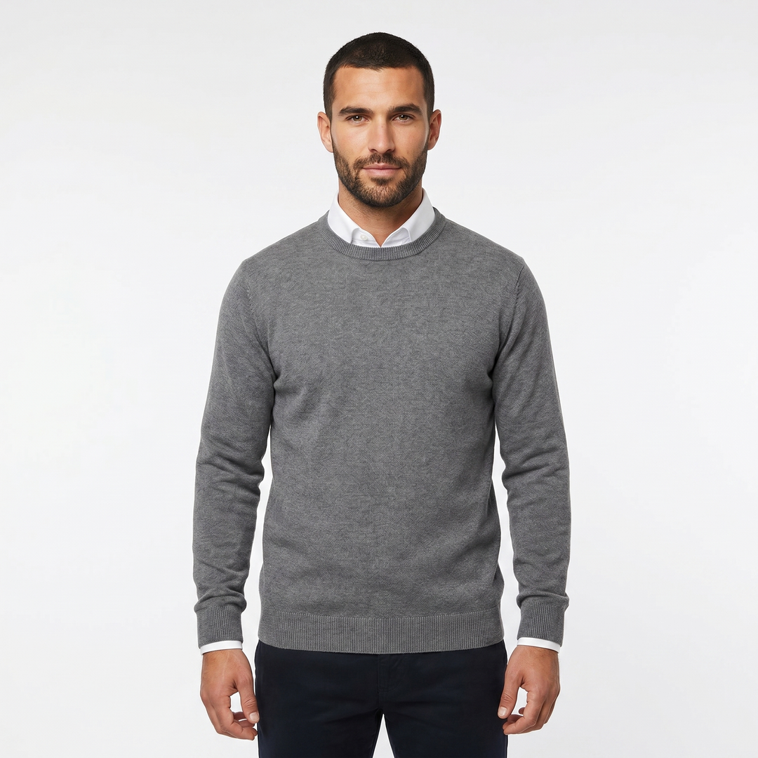 Men's Crewneck Knit Sweater Textured Relaxed Fit Smart Casual Pullover