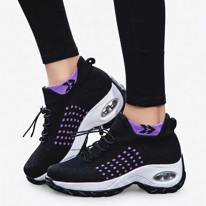 Women's Orthopaedic High Top Platform Sneakers Air Cushion Knit Chunky Sole Athletic