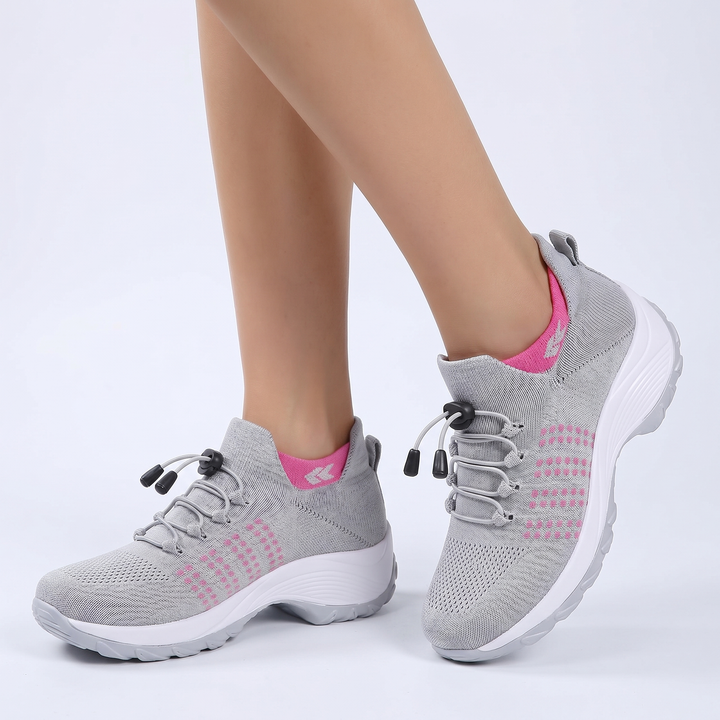 Women's Orthopaedic High Top Platform Sneakers Air Cushion Knit Chunky Sole Athletic