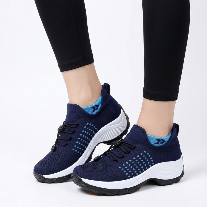 Women's Orthopaedic High Top Platform Sneakers Air Cushion Knit Chunky Sole Athletic
