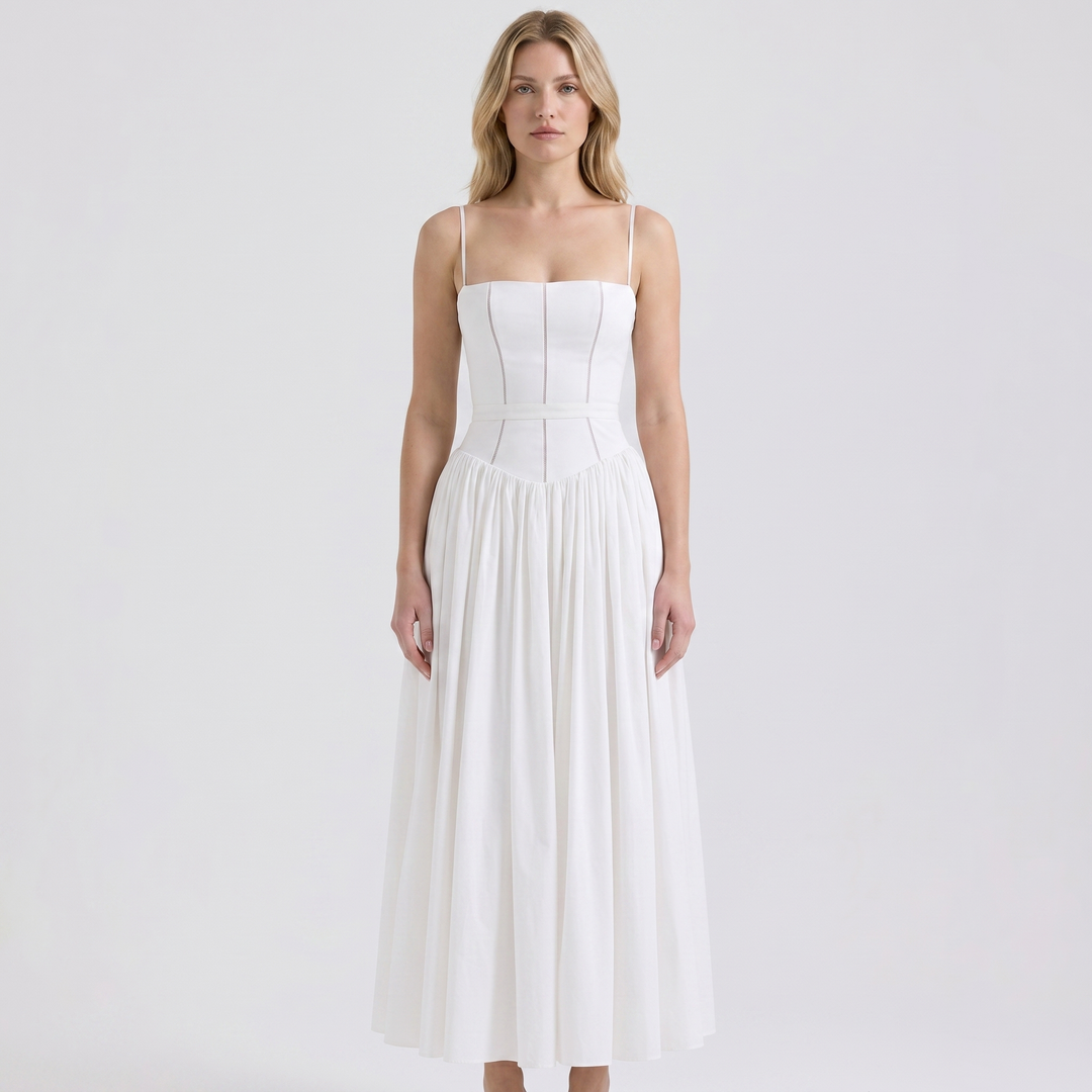 Women's Corset Maxi Dress Spaghetti Strap Full Skirt A Line Sundress