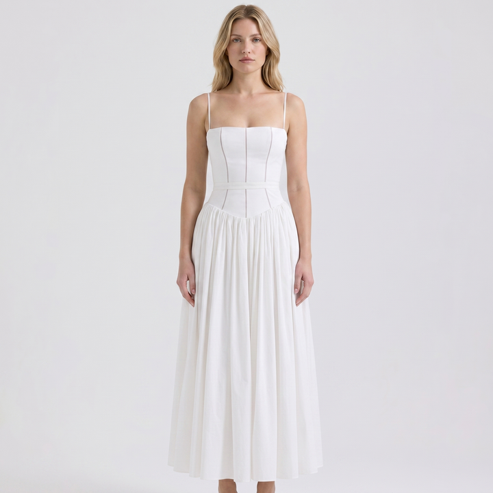 Women's Corset Maxi Dress Spaghetti Strap Full Skirt A Line Sundress