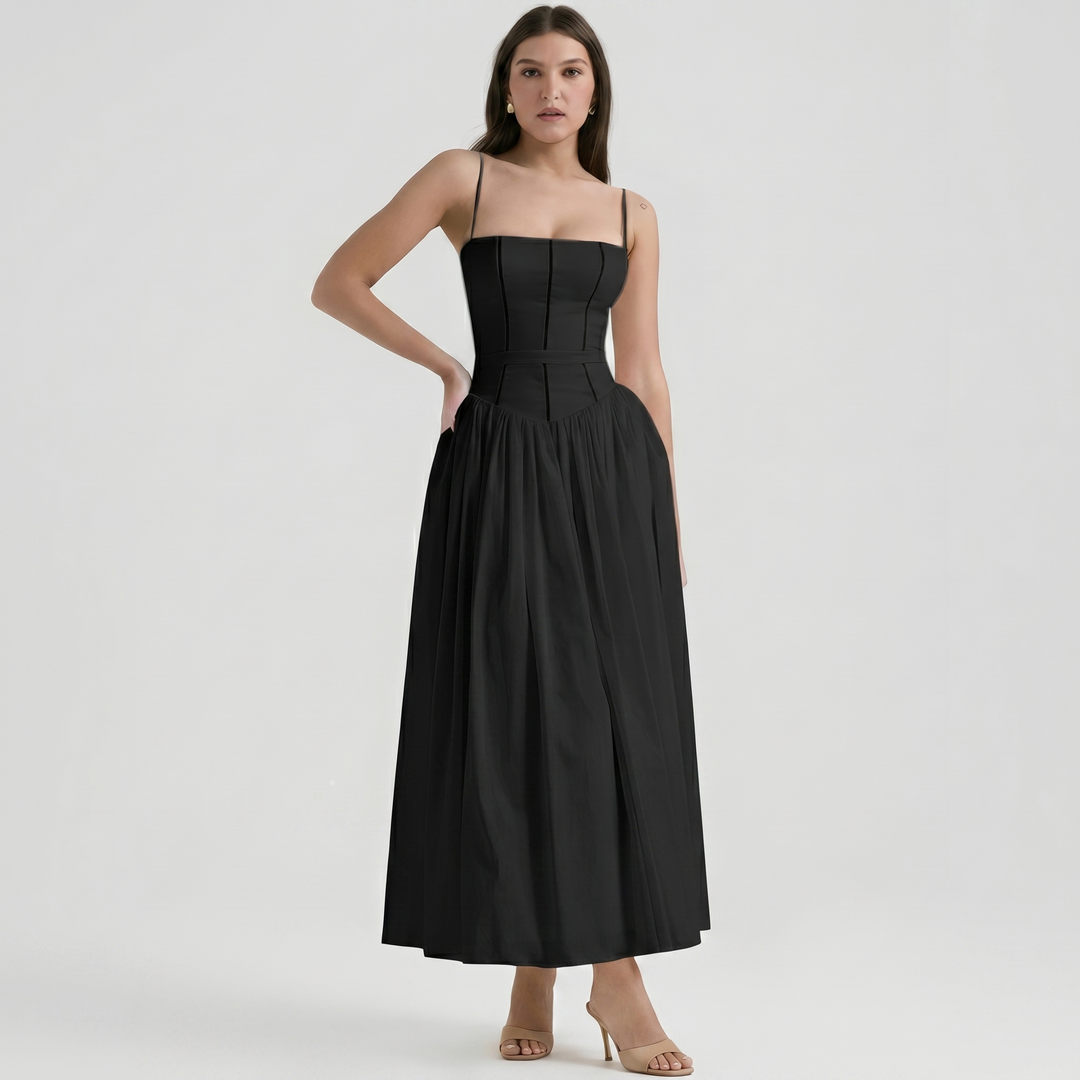 Women's Corset Maxi Dress Spaghetti Strap Full Skirt A Line Sundress