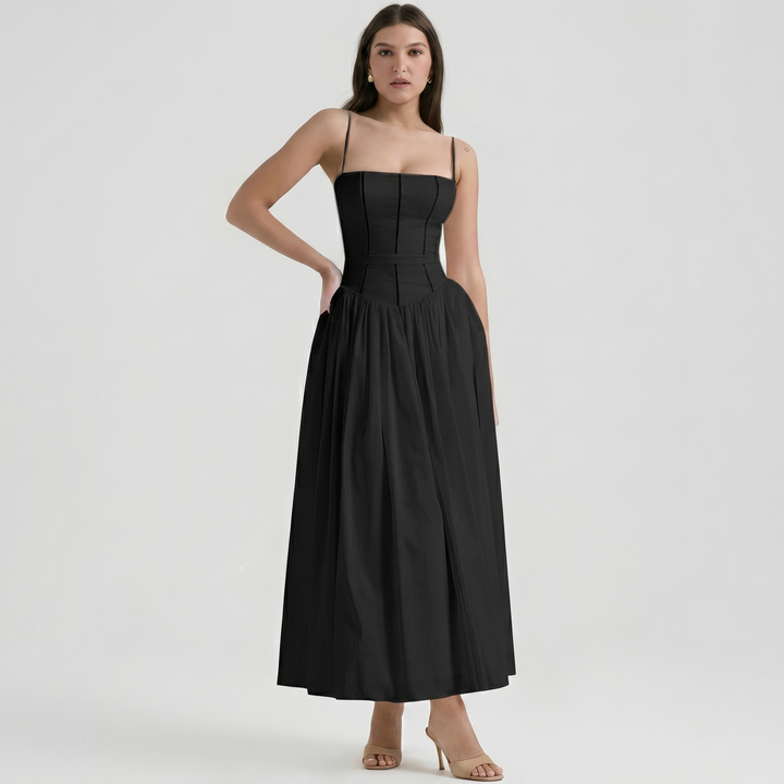 Women's Corset Maxi Dress Spaghetti Strap Full Skirt A Line Sundress
