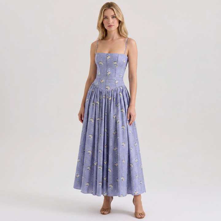 Women's Corset Maxi Dress Spaghetti Strap Full Skirt A Line Sundress