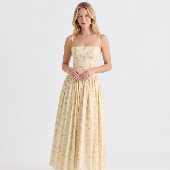 Women's Corset Maxi Dress Spaghetti Strap Full Skirt A Line Sundress