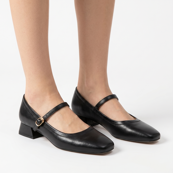 Women's Orthopaedic Mary Jane Block Heel Pumps Square Toe Buckle Strap Low Heel Shoes