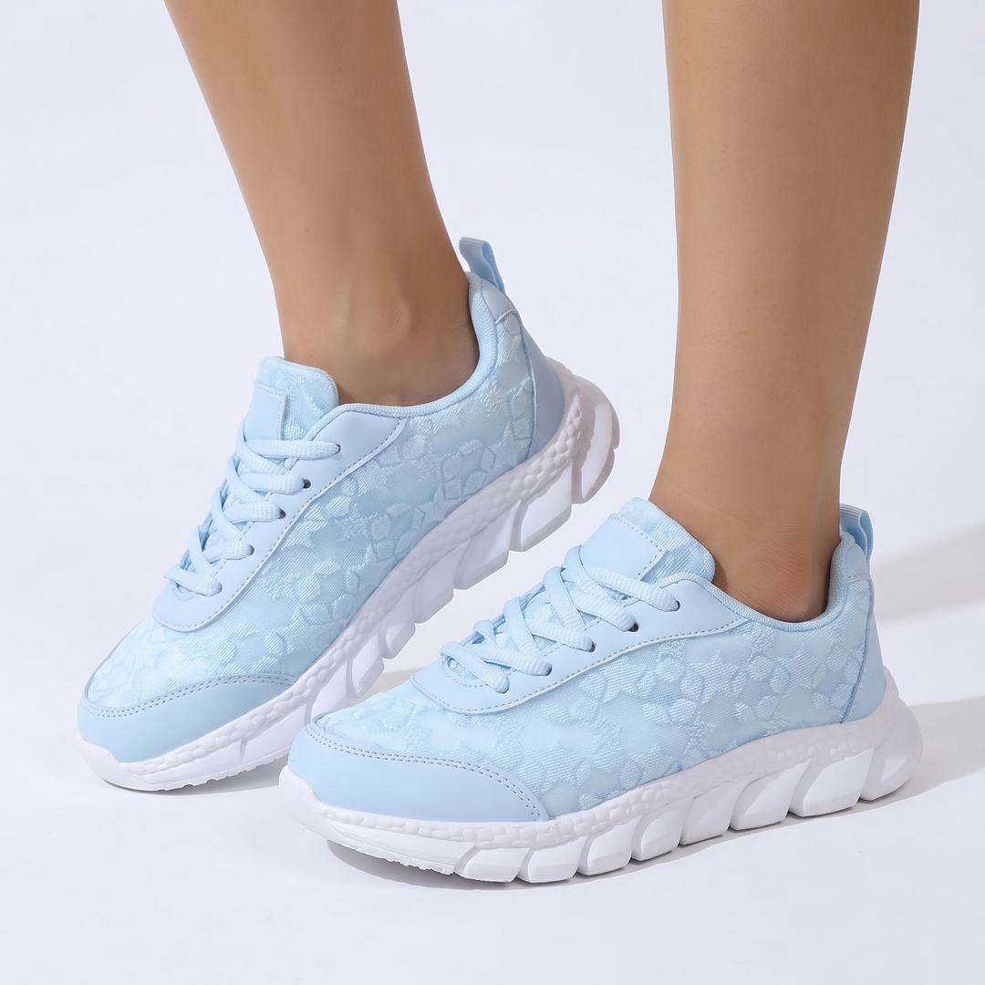 Women's Orthopaedic Floral Lace Mesh Sneakers Lightweight Lace-Up Casual Running Shoes