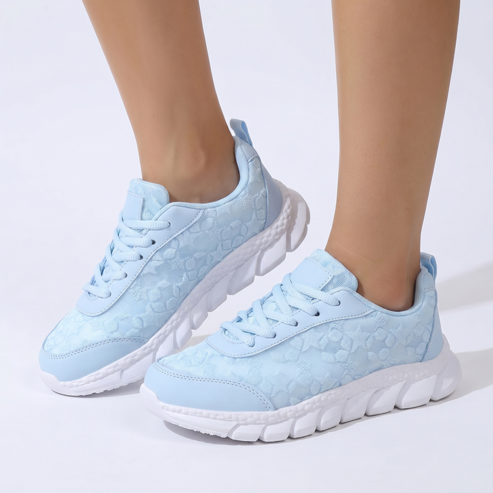 Women's Orthopaedic Floral Lace Mesh Sneakers Lightweight Lace-Up Casual Running Shoes
